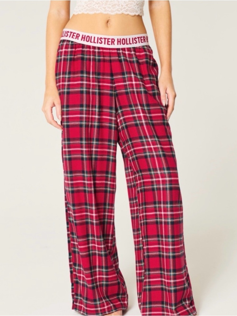 Hollister Red and Black Plaid Sleep Pants